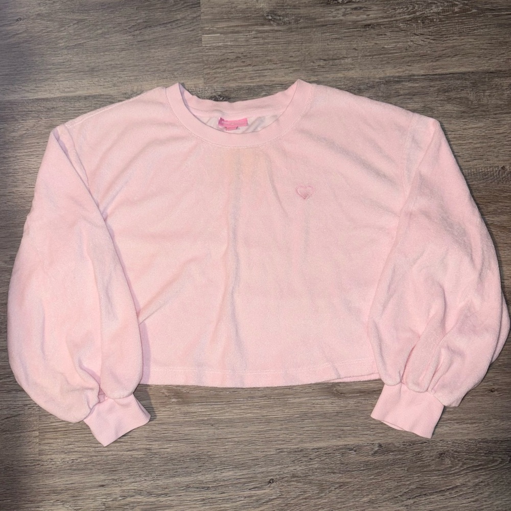 Stoney Clover Lane Target Terry Cloth Heart Pink Crewneck